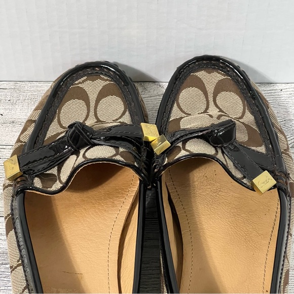 Coach FRIDA Slip on Loafers 8.5 Signature Monogram Logo Brown - Picture 9 of 14